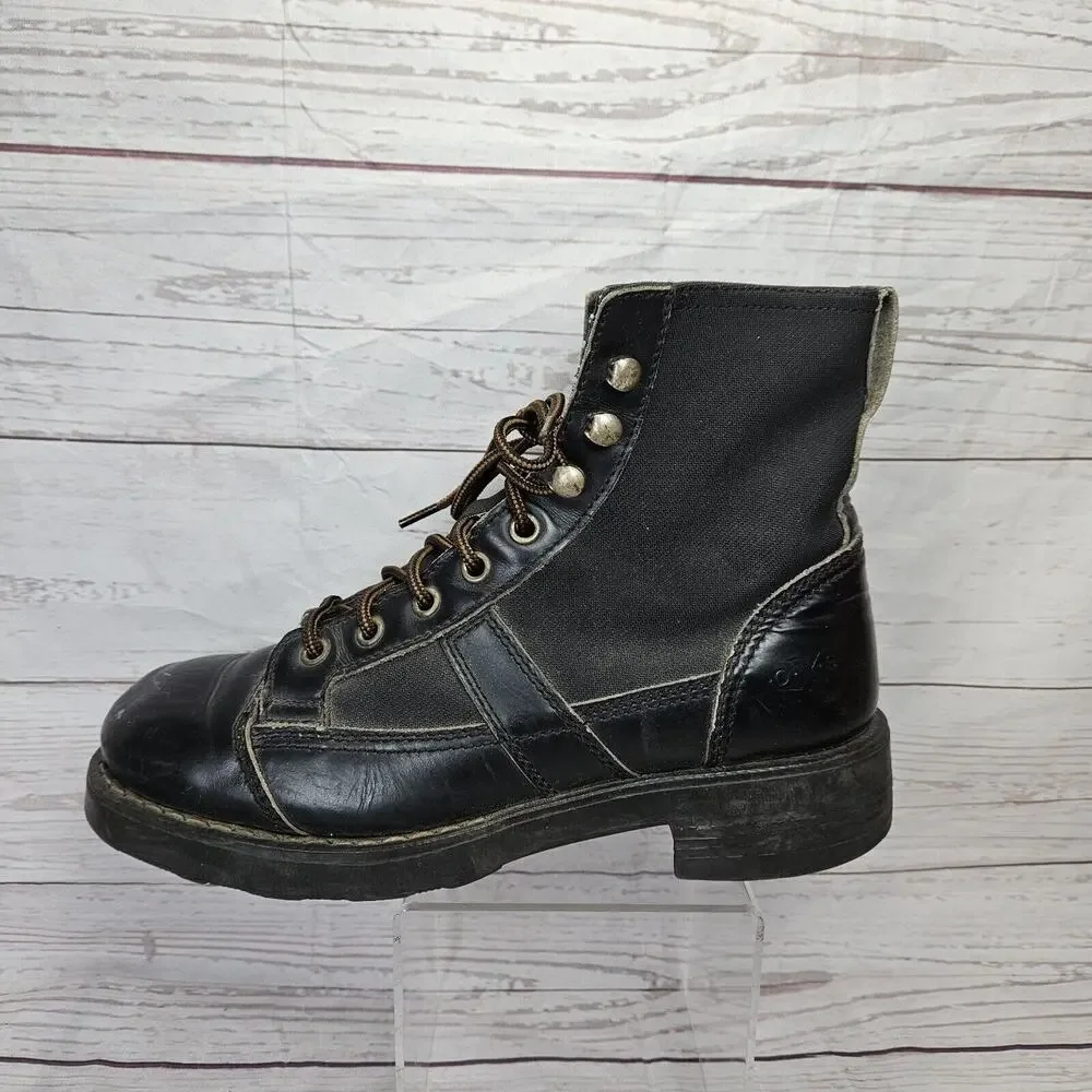 OXS Combat Boots Black Lace Up Made In Italy EU 37 Womens 7 Mens 5